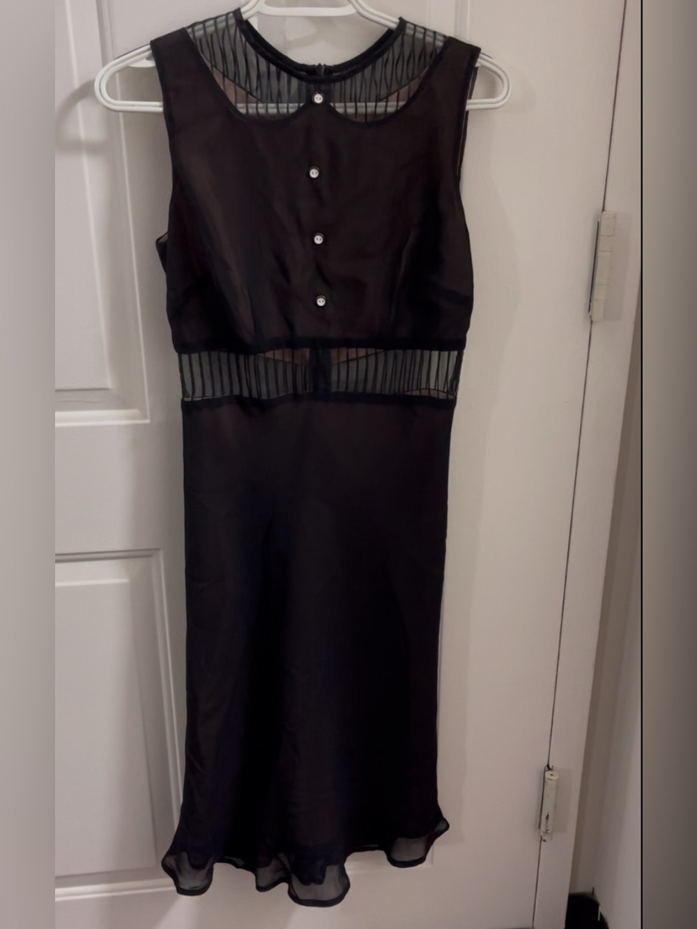 Arden B Black Sheer-Panel Midi Dress